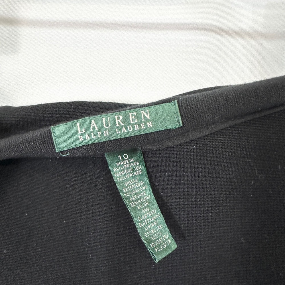 Lauren Ralph Lauren Size 10 Mini Skirt Black Drop Waist Ponte Knit Skater 842 - Picture 2 of 4